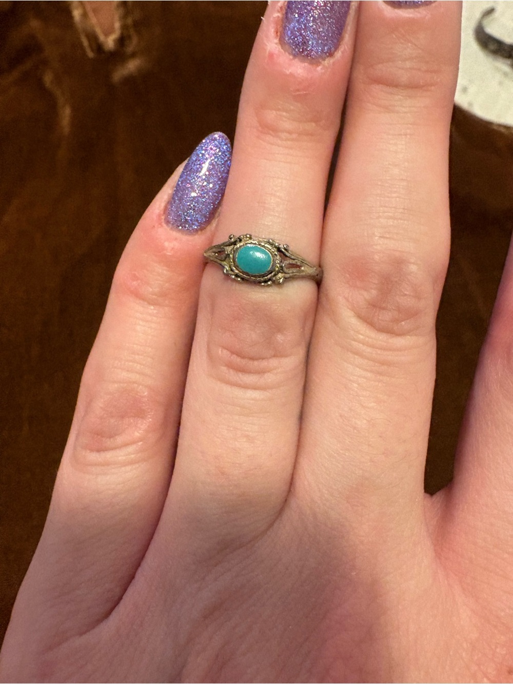 Turquoise Oval Vintage Sterling silver- Size 4